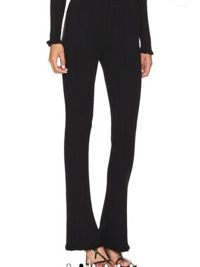 Tularosa Black Ribbed Flared Knit Pants
